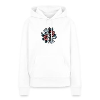 Rose und Dolch - Frauen Premium Bio Hoodie - Weiß - Vorne - Julia (174cm)