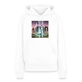 Alien baut Stonehenge - Frauen Premium Bio Hoodie - Weiß - Vorne - Julia (174cm)