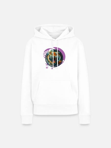 Brüllender Tiger - Frauen Premium Bio Hoodie - Weiß