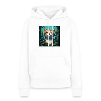 Der entspannte Kater - Frauen Premium Bio Hoodie - Weiß - Vorne - Julia (174cm)