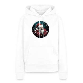 Puissant Père Noël dans une averse de neige - Sweat à capuche Premium bio Femme - blanc - Devant - Julia (174cm)