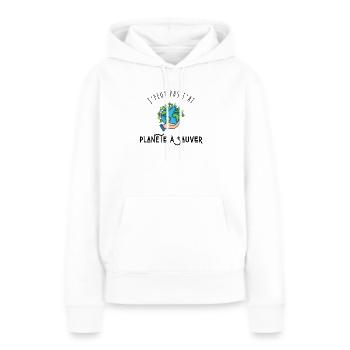 Ich kann nicht, ich habe einen Planeten zu retten - Frauen Premium Bio Hoodie - Weiß - Vorne - Julia (174cm)
