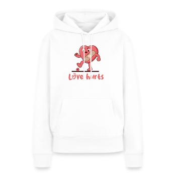Design « L’amour fait mal » - Sweat à capuche Premium bio Femme - blanc - Devant - Julia (174cm)