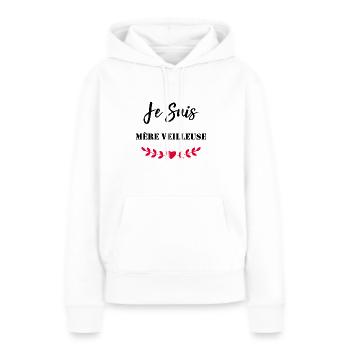 Je suis mère-veilleuse - Sweat à capuche Premium bio Femme - blanc - Devant - Julia (174cm)