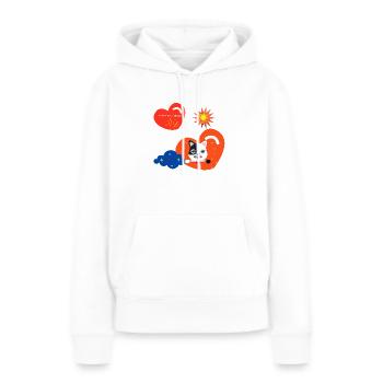 Frohes neues Jahr Grüße von der Mieze! - Frauen Premium Bio Hoodie - Weiß - Vorne - Julia (174cm)