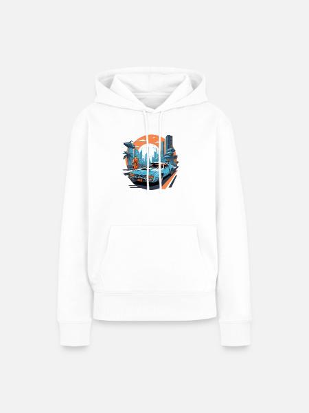 Retro Future - Frauen Premium Bio Hoodie - Weiß