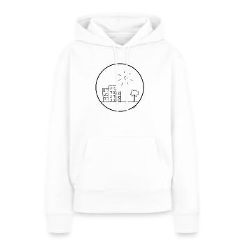Hochhaus mit Sonne und Baum - Frauen Premium Bio Hoodie - Weiß - Vorne - Julia (174cm)