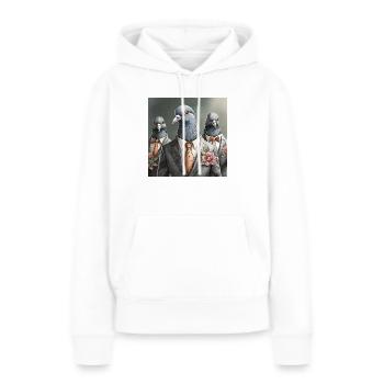 Tauben im Anzug - Frauen Premium Bio Hoodie - Weiß - Vorne - Julia (174cm)