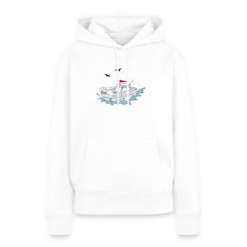 Yacht amusant - Sweat à capuche Premium bio Femme - blanc - Devant - Julia (174cm)