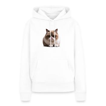 Chat du lundi, Chat , Lundi - Sweat à capuche Premium bio Femme - blanc - Devant - Julia (174cm)