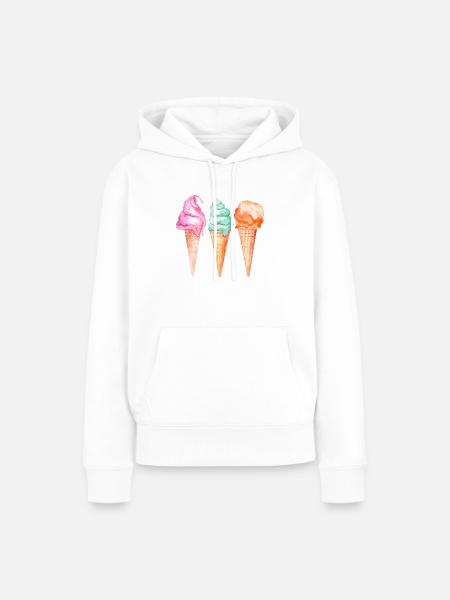 Eiskrem Glace - Frauen Premium Bio Hoodie - Weiß