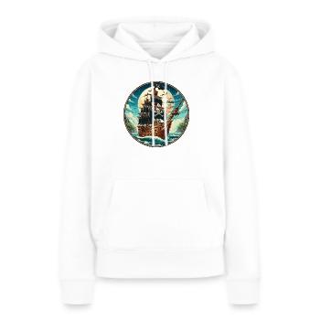 Bateau pirate grand - Sweat à capuche Premium bio Femme - blanc - Devant - Julia (174cm)