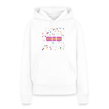 Confettis d’ambiance d’ambiance à confettis - Sweat à capuche Premium bio Femme - blanc - Devant - Julia (174cm)