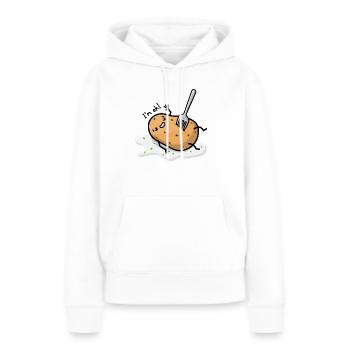Pomme de terre kawaii avec fourchette dans le ventre - Sweat à capuche Premium bio Femme - blanc - Devant - Julia (174cm)
