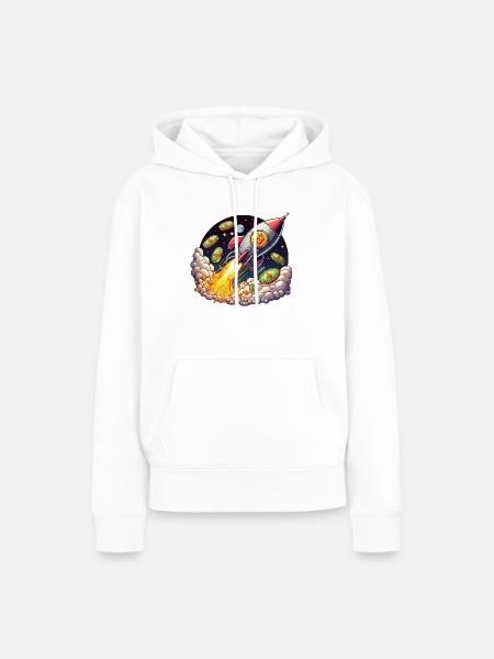 Bitcoin-Rakete - Frauen Premium Bio Hoodie - Weiß