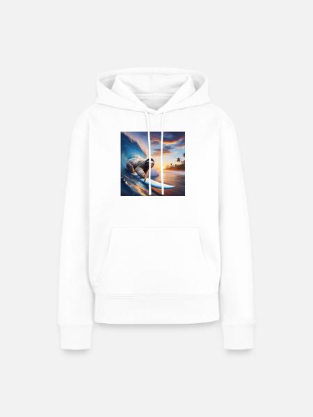 Faultier Wanderer Surfer - Frauen Premium Bio Hoodie - Weiß