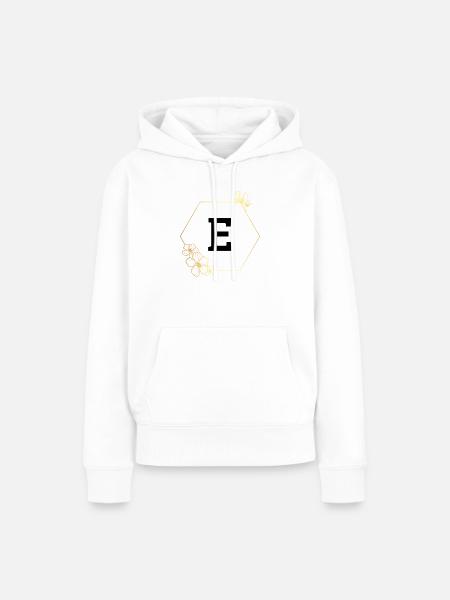 Buchstabe e Goldener Blumenrahmen - Frauen Premium Bio Hoodie - Weiß