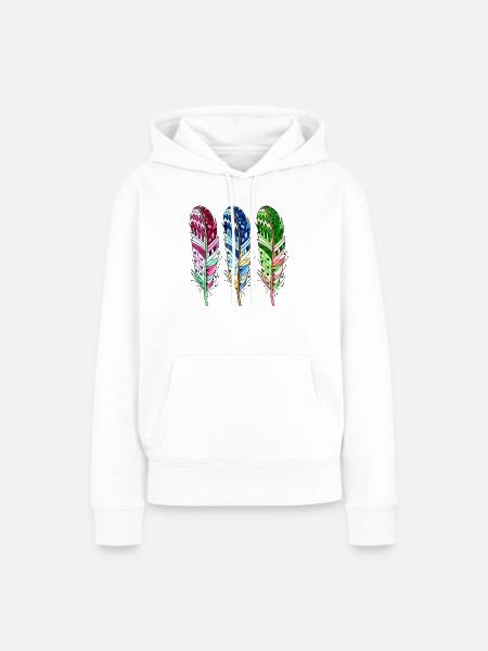 Feder - Frauen Premium Bio Hoodie - Weiß