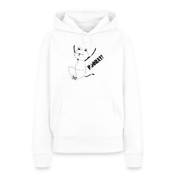 Nekochan Antonio Hourra ! - Sweat à capuche Premium bio Femme - blanc - Devant - Julia (174cm)