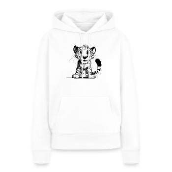 Mignon léopard aux yeux écarquillés Roi de la steppe - Sweat à capuche Premium bio Femme - blanc - Devant - Julia (174cm)