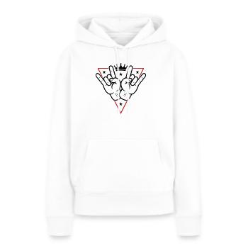Signe de fête de la main Célébrer - Sweat à capuche Premium bio Femme - blanc - Devant - Julia (174cm)