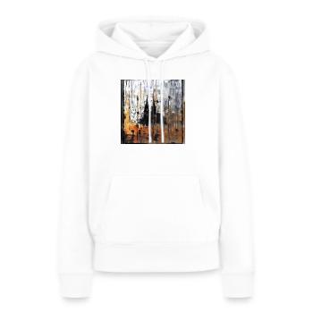 Graffiti Cologne cathédrale silhouette rouille fond - Sweat à capuche Premium bio Femme - blanc - Devant - Julia (174cm)