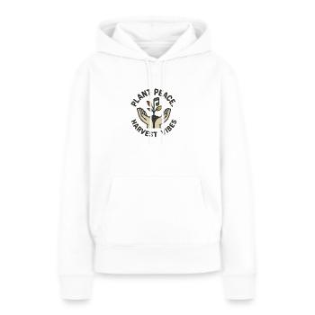 Plant Peace - Harvest Vibes - Frauen Premium Bio Hoodie - Weiß - Vorne - Julia (174cm)