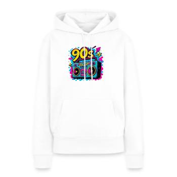 Boombox der 90er - Frauen Premium Bio Hoodie - Weiß - Vorne - Julia (174cm)