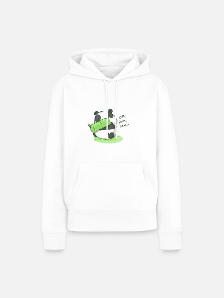 Panda - Dame Premium hoodie, økologisk bomuld - hvid