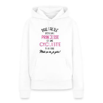 Pas facile d'être princesse et cycliste - Sweat à capuche Premium bio Femme - blanc - Devant - Julia (174cm)
