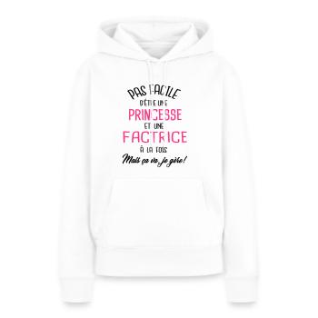 Pas facile d'être princesse et factrice - Sweat à capuche Premium bio Femme - blanc - Devant - Julia (174cm)