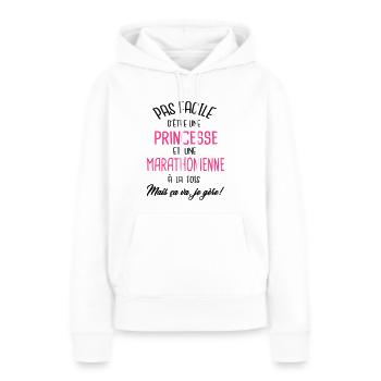 Pas facile d'être princesse et marathonienne - Sweat à capuche Premium bio Femme - blanc - Devant - Julia (174cm)