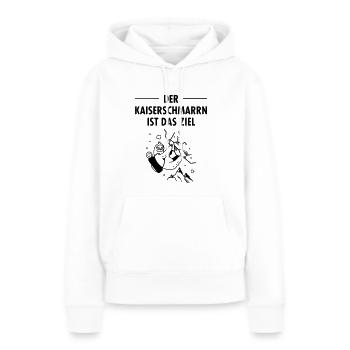 Der Kaiserschmarrn Ist Das Ziel - Faultier Berge - Frauen Premium Bio Hoodie - Weiß - Vorne - Julia (174cm)