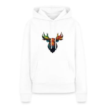 Portrait d’orignal - Sweat à capuche Premium bio Femme - blanc - Devant - Julia (174cm)