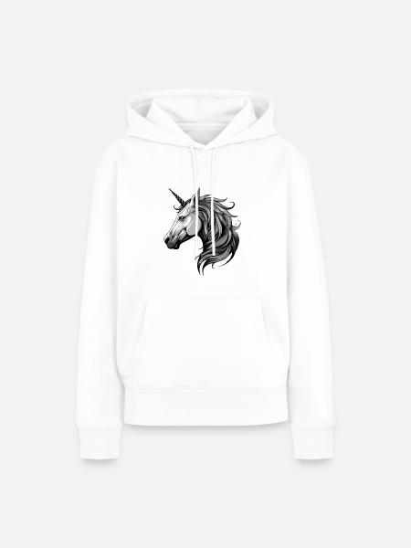 Einhorn Portrait - Frauen Premium Bio Hoodie - Weiß