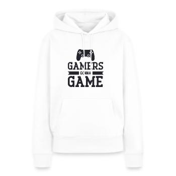 Spieler werden spielen - Frauen Premium Bio Hoodie - Weiß - Vorne - Julia (174cm)