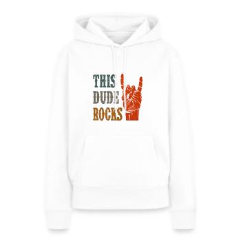 Rock n roll - Sweat à capuche Premium bio Femme - blanc - Devant - Julia (174cm)