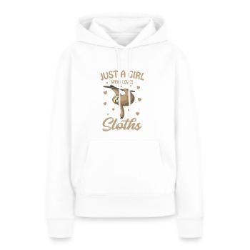 la paresse - Sweat à capuche Premium bio Femme - blanc - Devant - Julia (174cm)