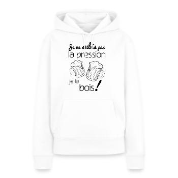 Je ne subis pas la pression - Sweat à capuche Premium bio Femme - blanc - Devant - Julia (174cm)