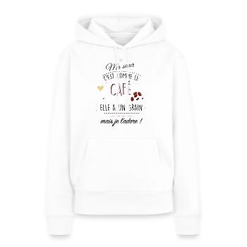 cadeau d anniversaire cadeau - Sweat à capuche Premium bio Femme - blanc - Devant - Julia (174cm)