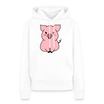 Porc mignon - Sweat à capuche Premium bio Femme - blanc - Devant - Julia (174cm)