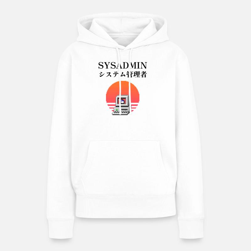 | d’administrateur système システム管理者 | vaporwave - Sweat à capuche Premium bio Femme - blanc
