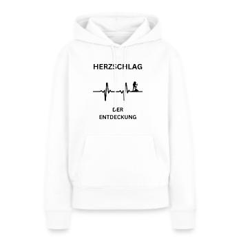 Herzschlag der Entdeckung - Frauen Premium Bio Hoodie - Weiß - Vorne - Julia (174cm)