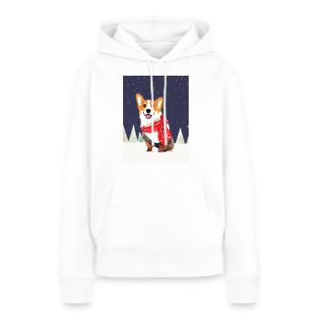 Corgi avec foulard de Noël rouge-blanc - Sweat à capuche Premium bio Femme - blanc - Devant - Julia (174cm)