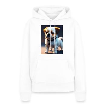 chien mignon - Sweat à capuche Premium bio Femme - blanc - Devant - Julia (174cm)