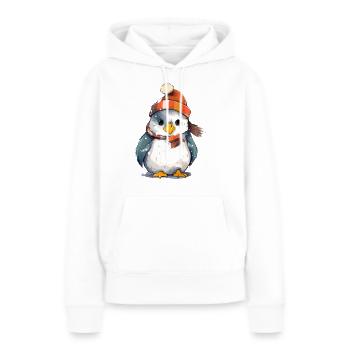 Oki der Weihnachtspinguin - Frauen Premium Bio Hoodie - Weiß - Vorne - Julia (174cm)