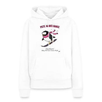 Piste Penguin : le compagnon de dévaleçage des pistes - Sweat à capuche Premium bio Femme - blanc - Devant - Julia (174cm)