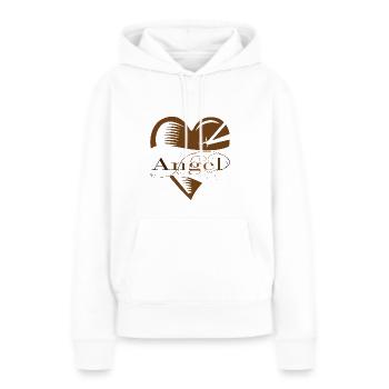 Ange ange coeur ange gardien - Sweat à capuche Premium bio Femme - blanc - Devant - Julia (174cm)