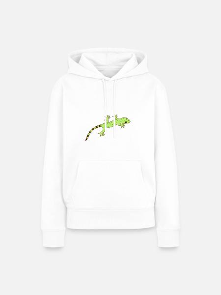 gestreifter Gecko - Frauen Premium Bio Hoodie - Weiß