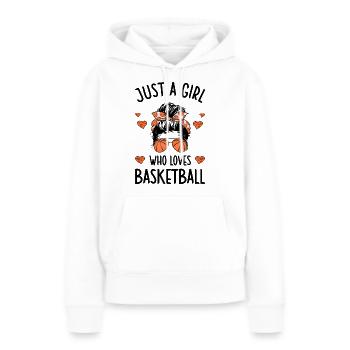 Fille Qui Aime Le Basket Joueuse Basketteuse - Sweat à capuche Premium bio Femme - blanc - Devant - Julia (174cm)